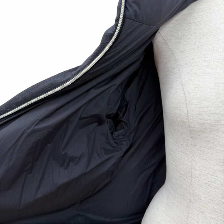 美品★Herno ヘルノ 2022年製 PI001539D フード付 ウール切替 ZIP UP ダウンコート ブラック 42 イタリア製 正規品 レディース