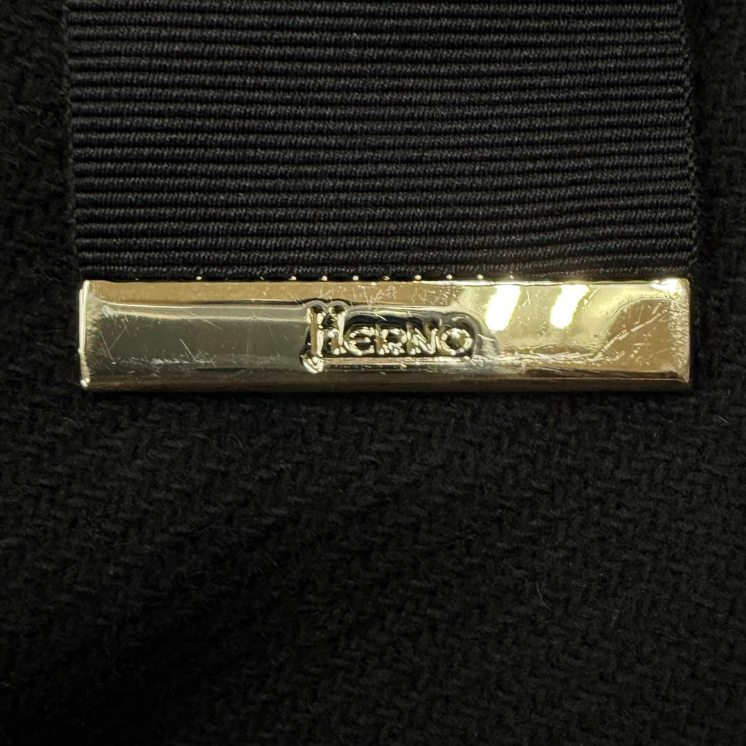 美品★Herno ヘルノ 2022年製 PI001539D フード付 ウール切替 ZIP UP ダウンコート ブラック 42 イタリア製 正規品 レディース