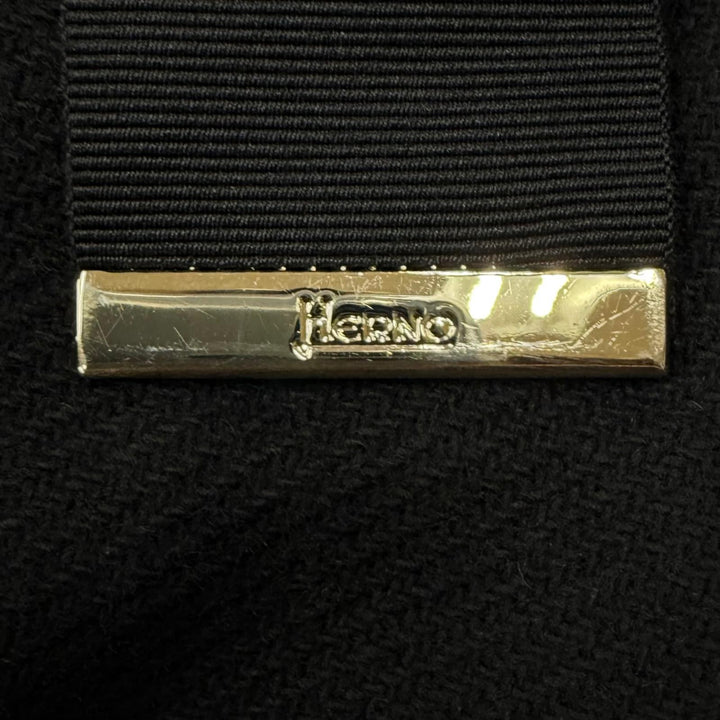 美品★Herno ヘルノ 2022年製 PI001539D フード付 ウール切替 ZIP UP ダウンコート ブラック 42 イタリア製 正規品 レディース
