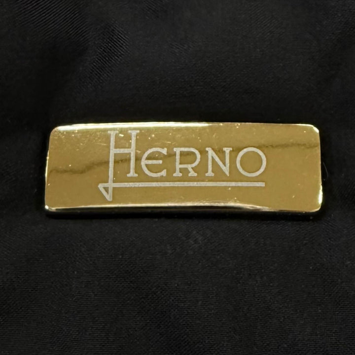 美品★Herno ヘルノ 2022年製 PI001539D フード付 ウール切替 ZIP UP ダウンコート ブラック 42 イタリア製 正規品 レディース