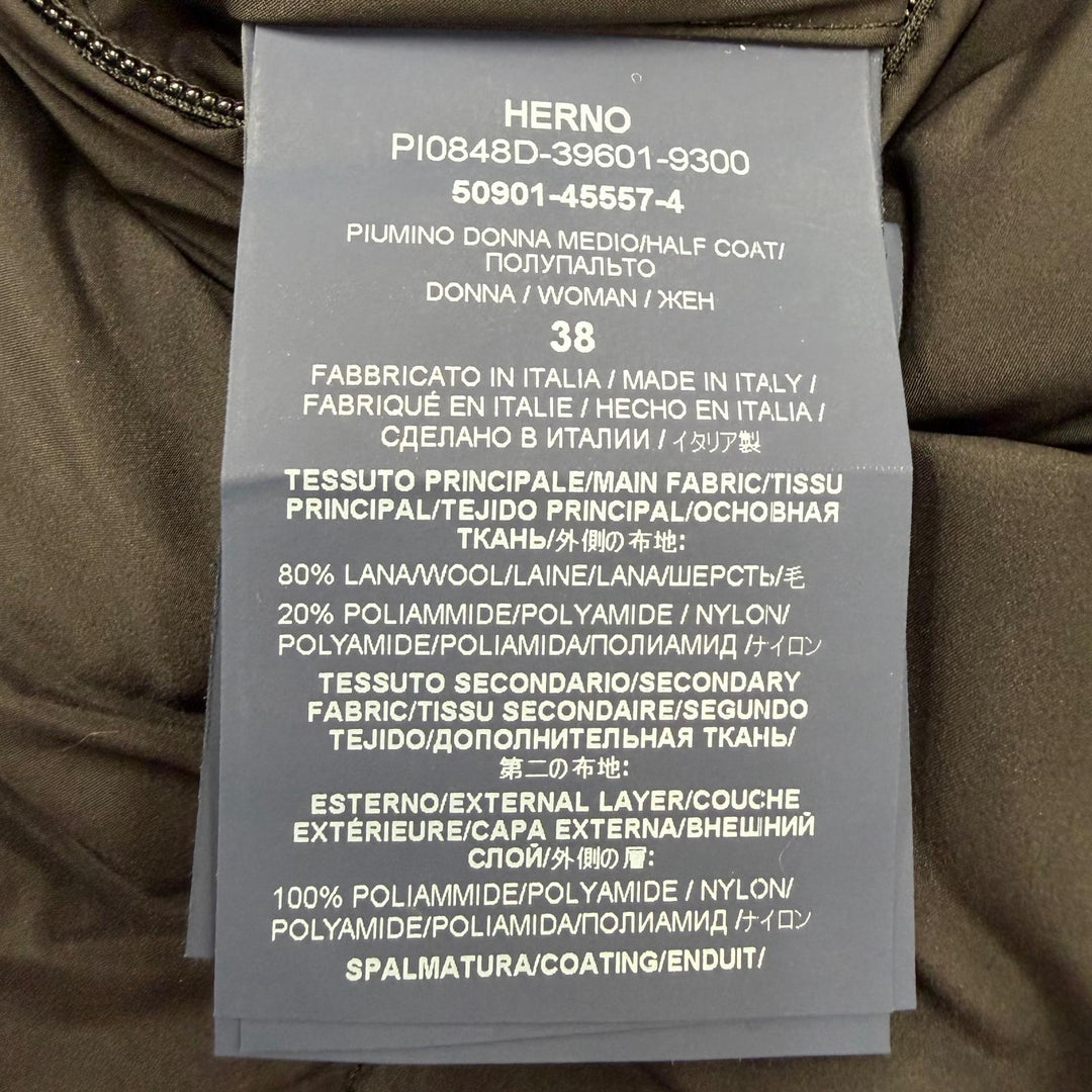 美品☆Herno ヘルノ 2021年製 PI0848D DIAGONAL WOOL AND NUAGE PARKA ウール切替 ダウンコート ブラック 38 イタリア製 正規品