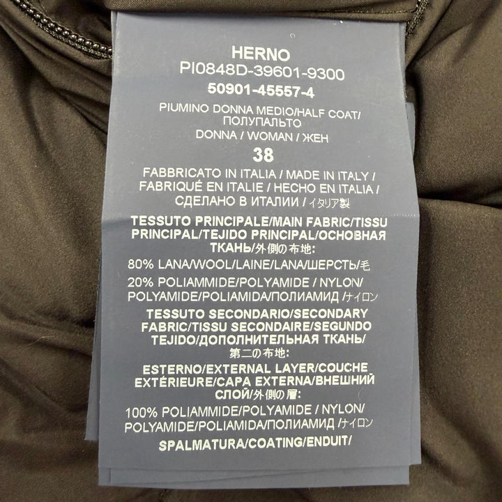 美品☆Herno ヘルノ 2021年製 PI0848D DIAGONAL WOOL AND NUAGE PARKA ウール切替 ダウンコート ブラック 38 イタリア製 正規品