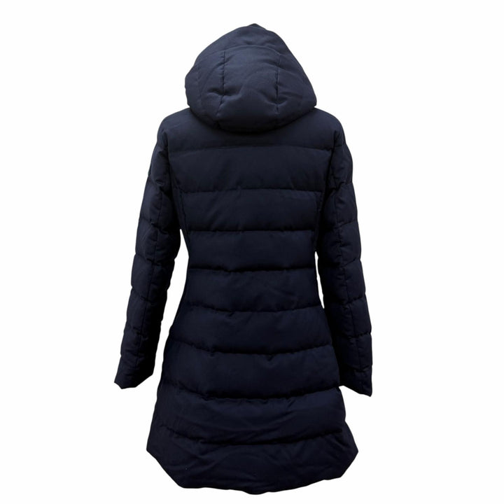 美品☆TATRAS タトラス ウール100％ フード付 ZIP UP ロング丈 ダウンコート ネイビー 03 ポーランド製 正規品 レディース