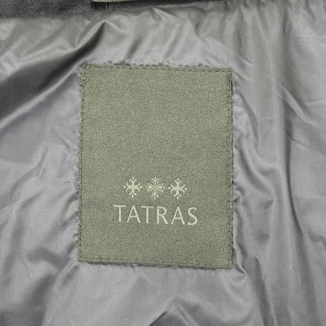 美品☆TATRAS タトラス ウール100％ フード付 ZIP UP ロング丈 ダウンコート ネイビー 03 ポーランド製 正規品 レディース