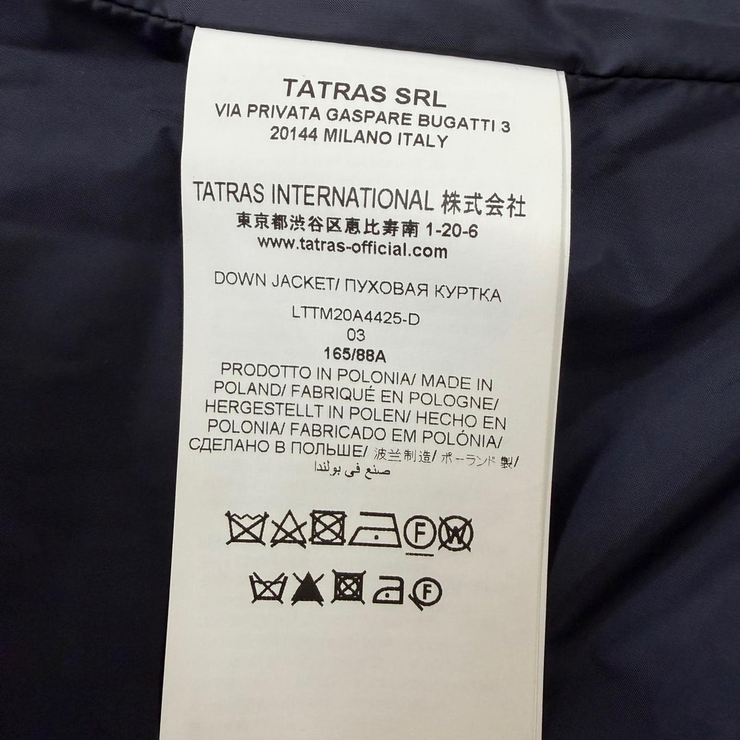 美品☆TATRAS タトラス ウール100％ フード付 ZIP UP ロング丈 ダウンコート ネイビー 03 ポーランド製 正規品 レディース