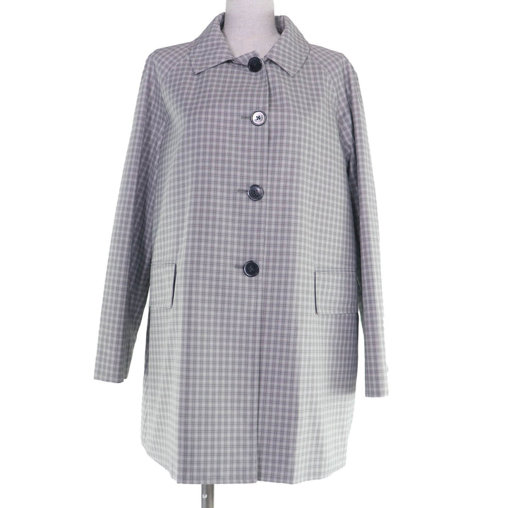極美品☆THOM BROWNE トムブラウン 24SS FOC834A-F0495-035 チェック柄コート グレー 36 伊製 正規品 レディース ガーメント・ハンガー付