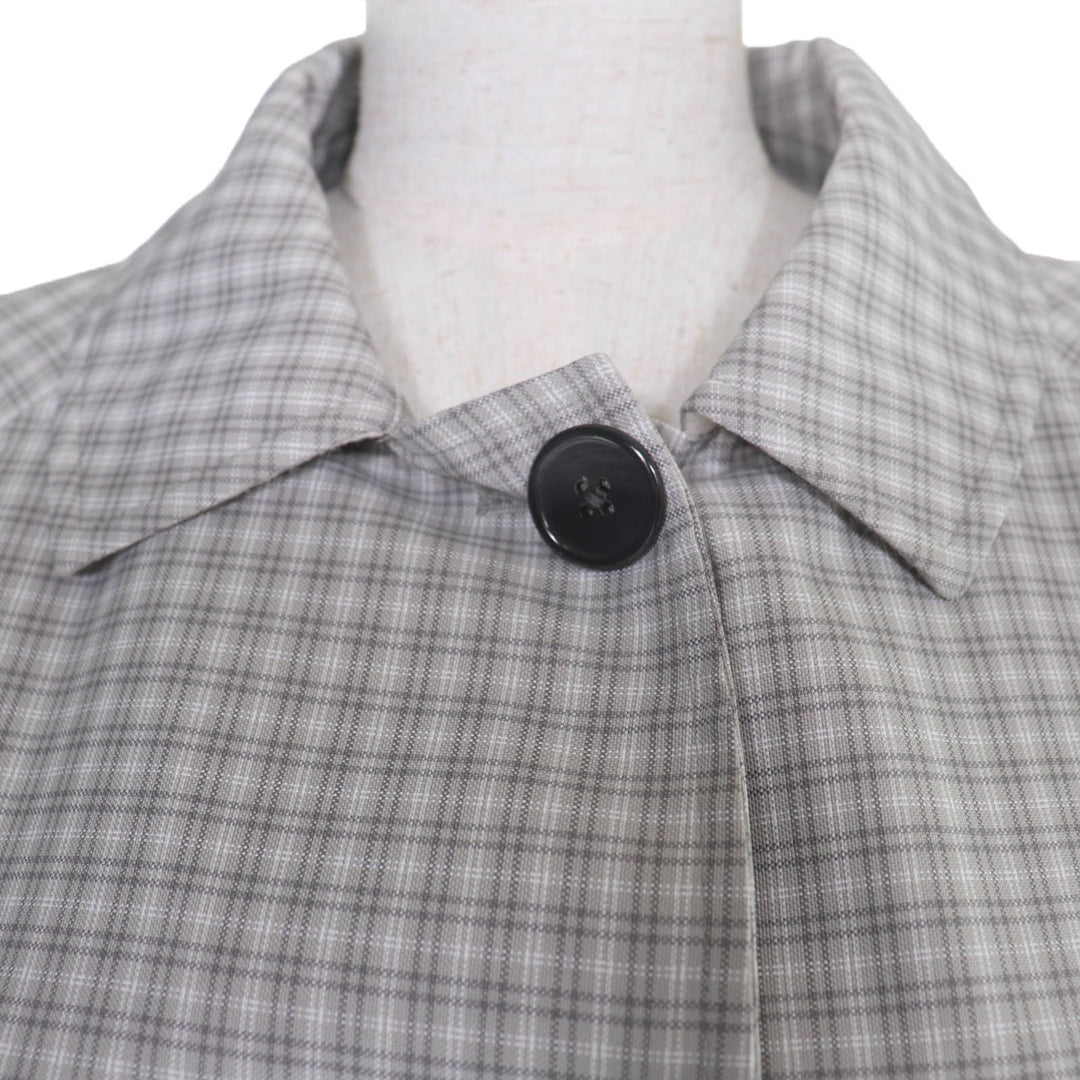 極美品☆THOM BROWNE トムブラウン 24SS FOC834A-F0495-035 チェック柄コート グレー 36 伊製 正規品 レディース ガーメント・ハンガー付