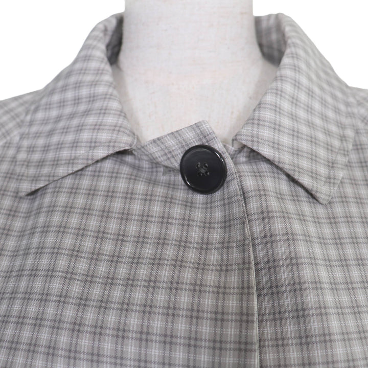 極美品☆THOM BROWNE トムブラウン 24SS FOC834A-F0495-035 チェック柄コート グレー 36 伊製 正規品 レディース ガーメント・ハンガー付
