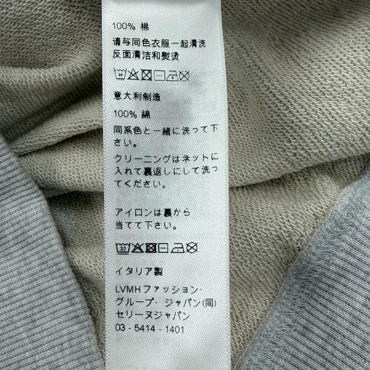 美品▼CELINE セリーヌ RY0S2670Q ロゴプリント コットンフリース プルオーバー パーカー ライトグレー L イタリア製 正規品 メンズ