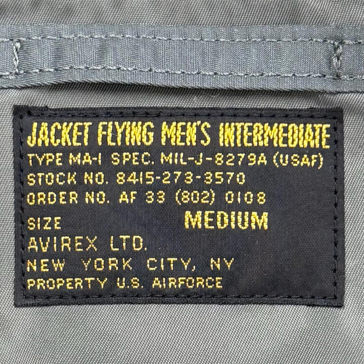 極美品▼AVIREX アヴィレックス 783-3952036 TOP GUN MA-1 CUSTOM ワッペン付き 中綿入り ZIPUP フライトジャケット スカジャン M 正規品