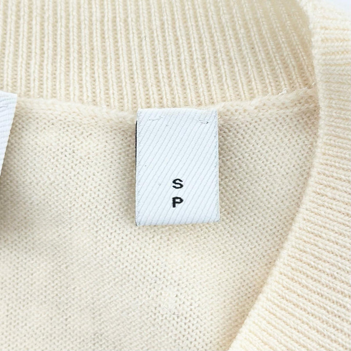 極美品▲BURBERRY バーバリー 8030026 ティッシ期 ウール100％ クルーネック 半袖ニット マルチカラー S 正規品 レディース