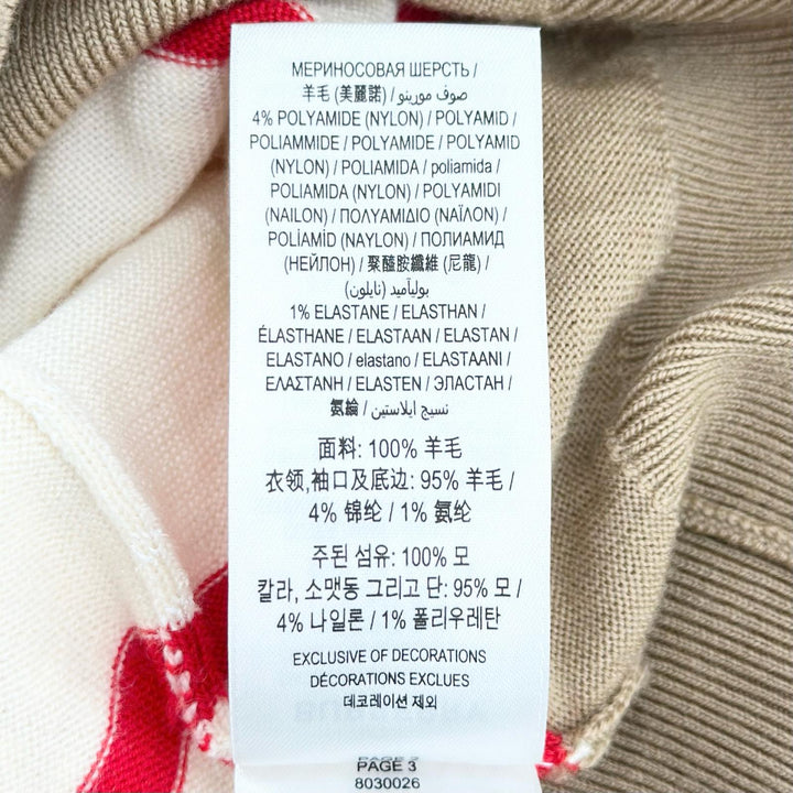極美品▲BURBERRY バーバリー 8030026 ティッシ期 ウール100％ クルーネック 半袖ニット マルチカラー S 正規品 レディース