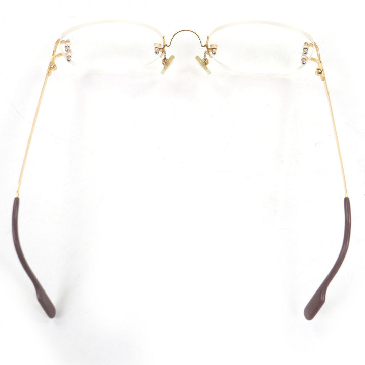 良品□Cartier カルティエ 2Cデコール ツーポイント リムレス メガネ 眼鏡 アイウェア ゴールド ボルドー □22 ケース付き フランス製