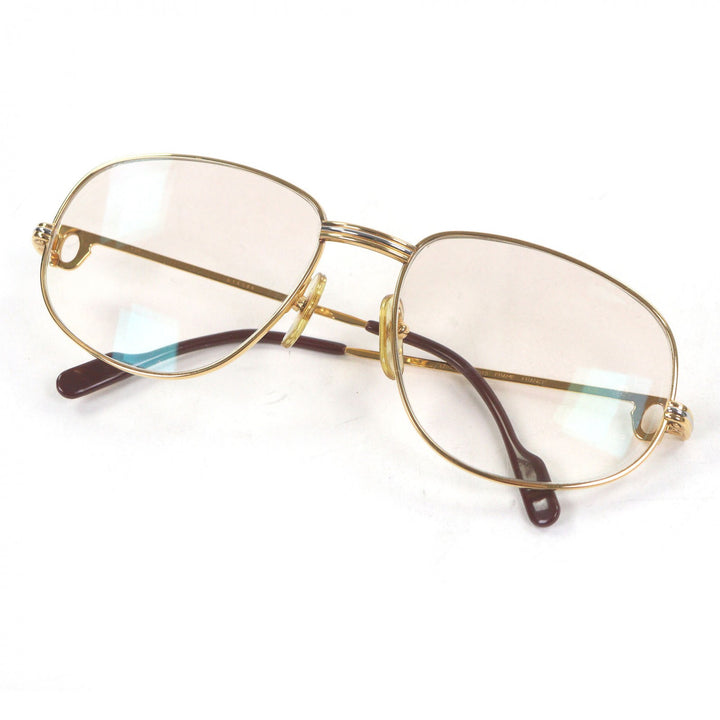 良品□Cartier カルティエ ヴィンテージ トリニティ グラデーションレンズ サングラス ゴールド ボルドー 58□18 度入 フランス製 メンズ