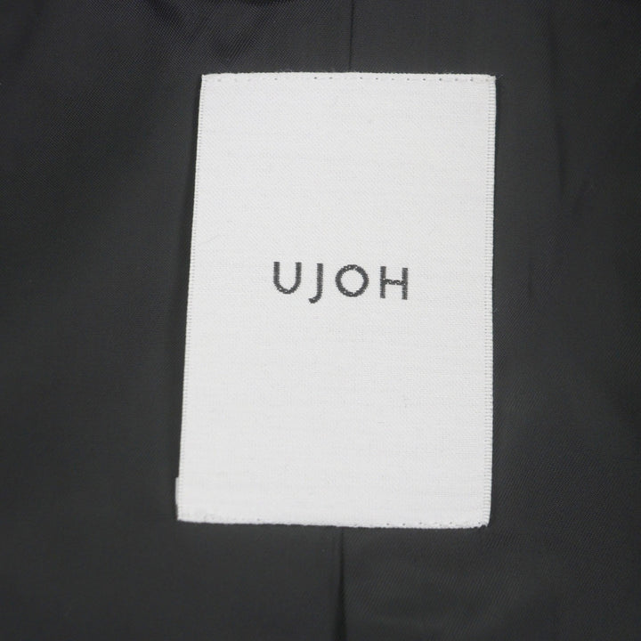 未使用品▼UJOH ウジョー U754-C04-101 ウール100% ロゴ入りボタン ロング ダブルチェスターコート ブラック 2 日本製 正規品 メンズ　