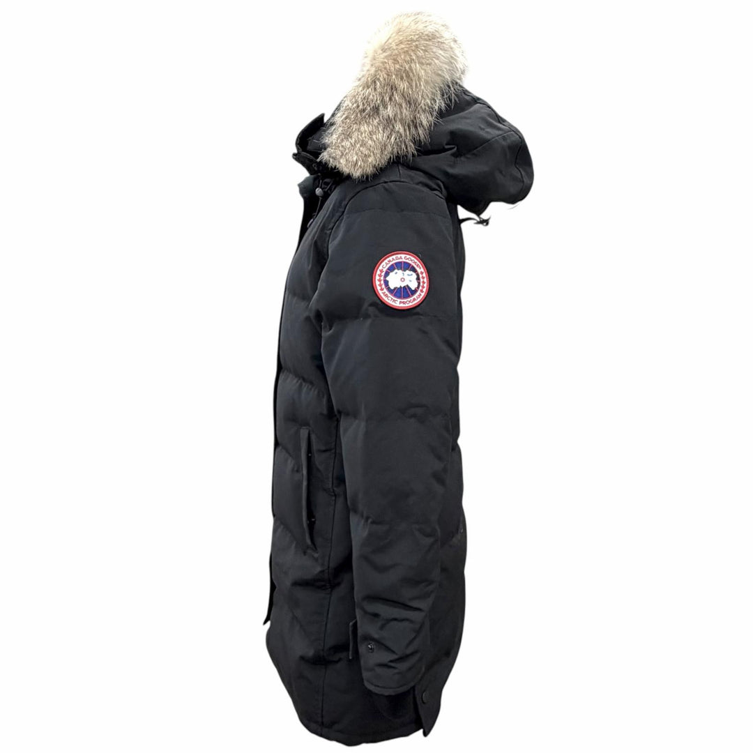 良品△CANADA GOOSE カナダグース 3802LA SHELBURNE PARKA シェルバーンパーカ ロゴワッペン ファー フード付 ダウンジャケット S 正規品