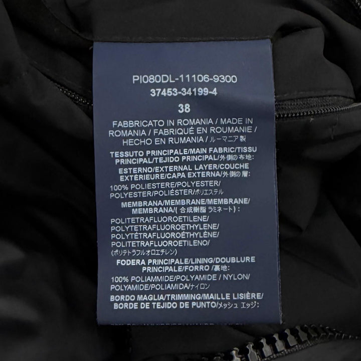美品★Herno ヘルノ PI080DL Laminar GORETEX フード付 ロゴ入り ZIP UP ダウンコート ダウンジャケット ブラック 38 正規品 レディース