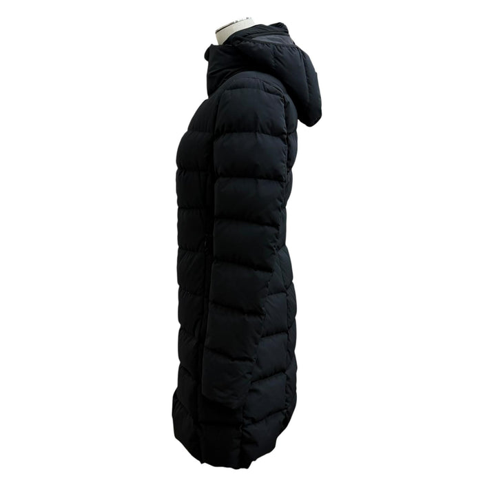 美品★Herno ヘルノ PI080DL Laminar GORETEX フード付 ロゴ入り ZIP UP ダウンコート ダウンジャケット ブラック 38 正規品 レディース