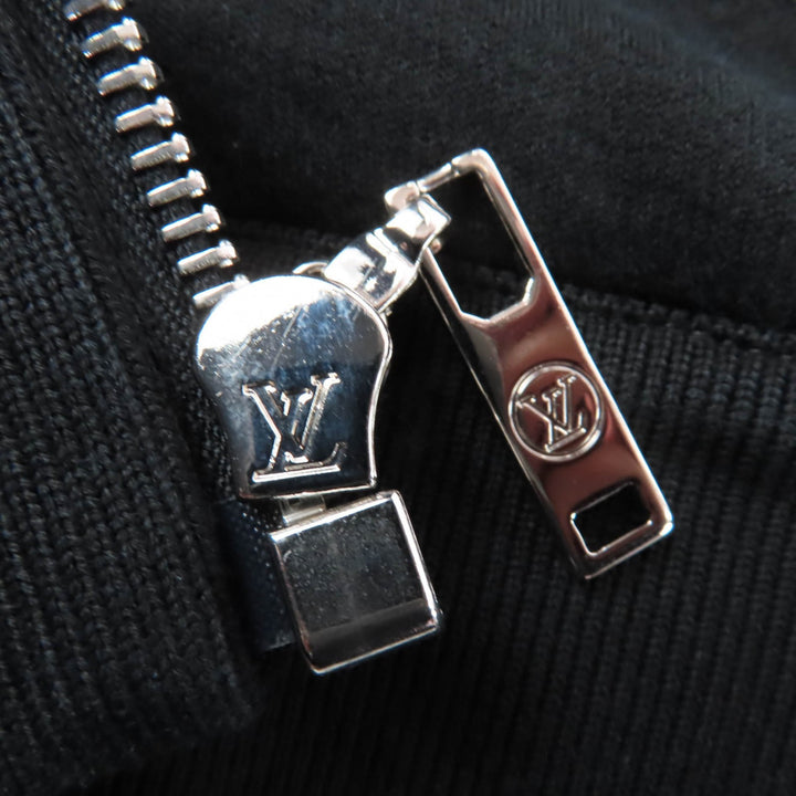 美品☆LOUIS VUITTON ルイヴィトン コットン ロゴ入り モノグラム トランクス＆バッグ パーカー ブラック S 伊製 正規品 レディース