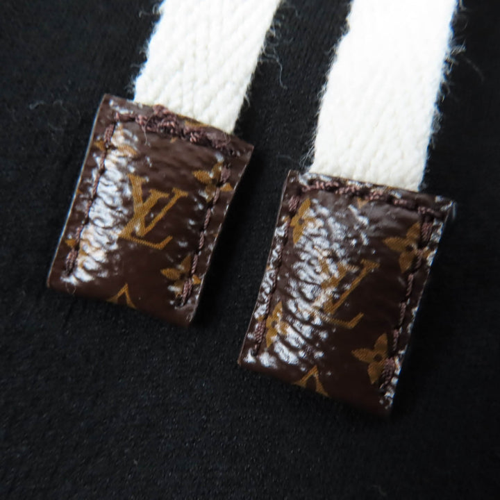 美品☆LOUIS VUITTON ルイヴィトン コットン ロゴ入り モノグラム トランクス＆バッグ パーカー ブラック S 伊製 正規品 レディース