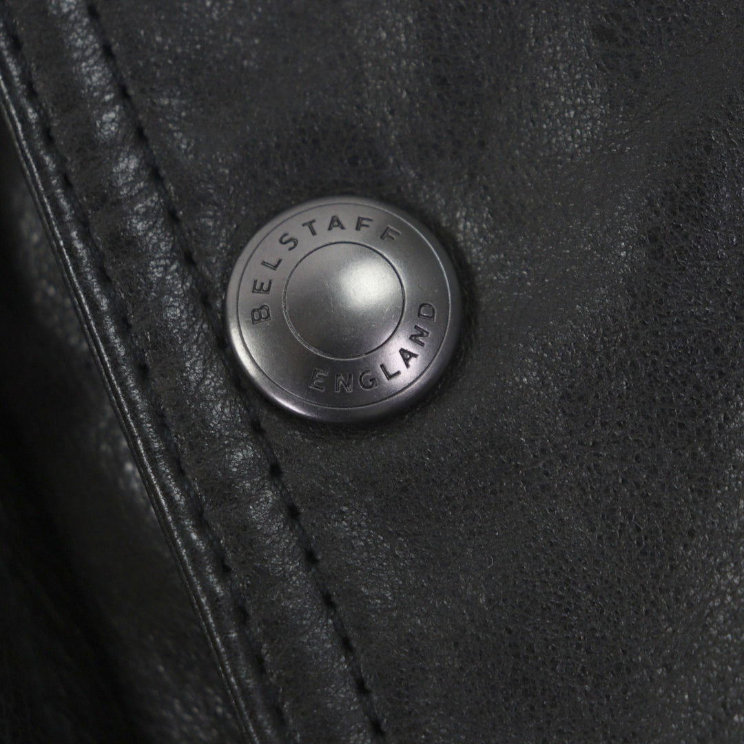 美品▼BELSTAFF ベルスタッフ panther jacket コーデュロイ使い ワッペン・ベルト付き WZIPUP レザーコート ブラック 46 正規品 メンズ