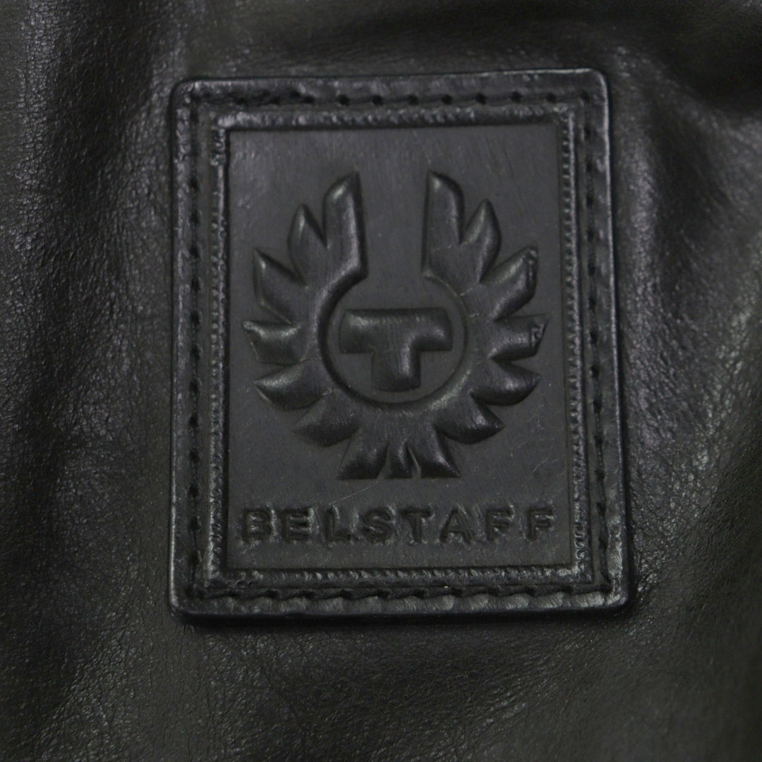 美品▼BELSTAFF ベルスタッフ panther jacket コーデュロイ使い ワッペン・ベルト付き WZIPUP レザーコート ブラック 46 正規品 メンズ