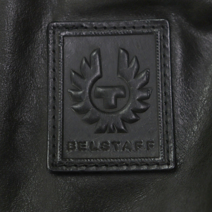 美品▼BELSTAFF ベルスタッフ panther jacket コーデュロイ使い ワッペン・ベルト付き WZIPUP レザーコート ブラック 46 正規品 メンズ