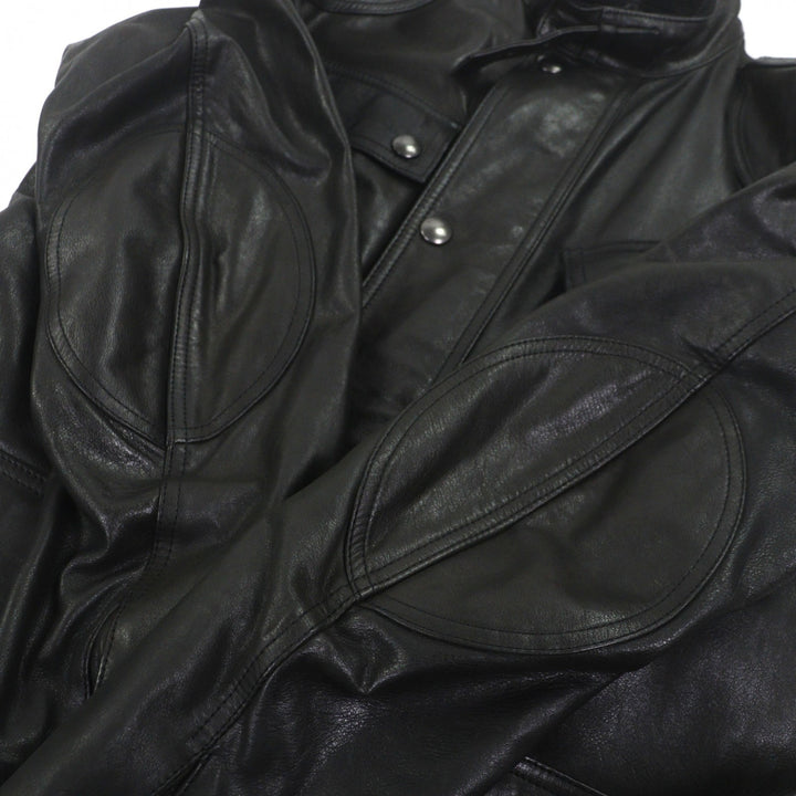 美品▼BELSTAFF ベルスタッフ panther jacket コーデュロイ使い ワッペン・ベルト付き WZIPUP レザーコート ブラック 46 正規品 メンズ