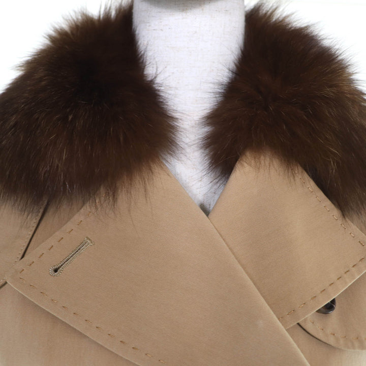 美品☆BURBERRY LONDON バーバリーロンドン コットン フォックスファー・裏地ノバチェックライナー付 トレンチコート ベージュ 40 正規品