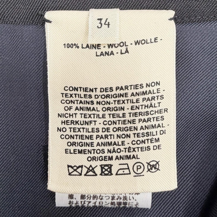 極美品◇HERMES エルメス 21AW ウール100％ センタージップ タイトスカート ブラック 34 ハンガー付き フランス製 正規品 レディース