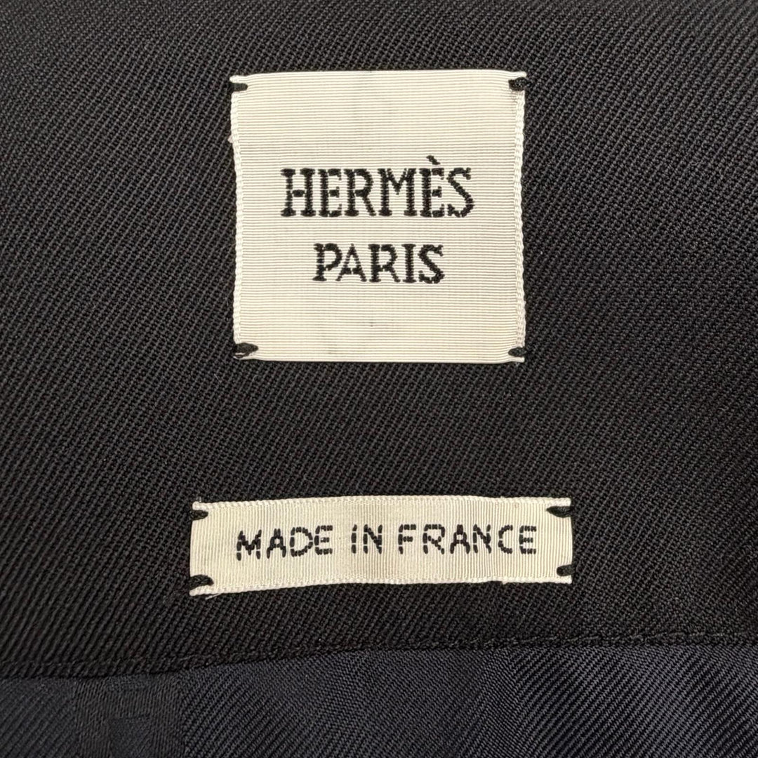 極美品◇HERMES エルメス 21AW ウール100％ センタージップ タイトスカート ブラック 34 ハンガー付き フランス製 正規品 レディース