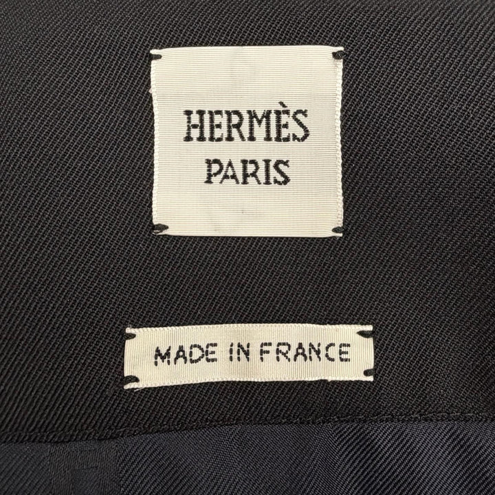 極美品◇HERMES エルメス 21AW ウール100％ センタージップ タイトスカート ブラック 34 ハンガー付き フランス製 正規品 レディース