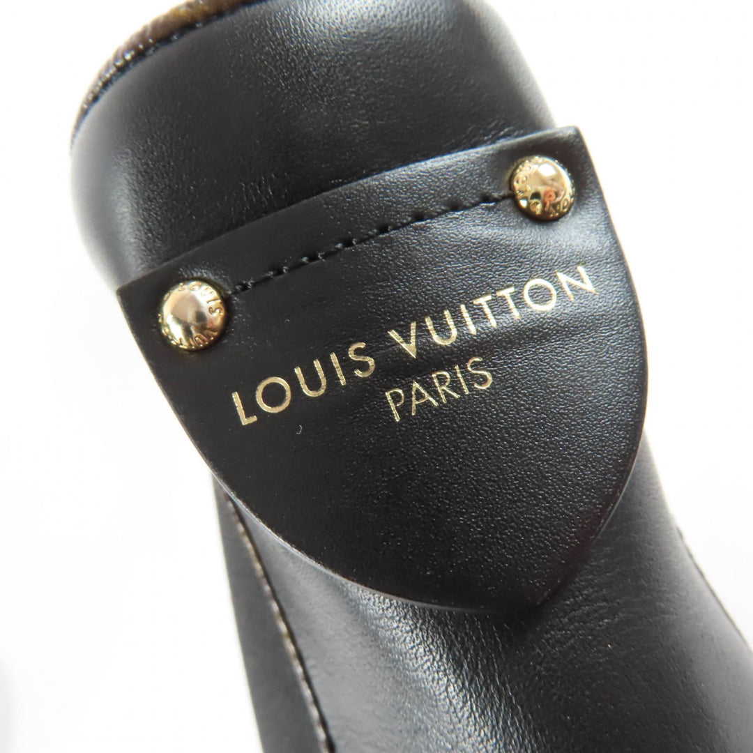 美品☆LOUIS VUITTON ルイヴィトン ボブール・ライン モノグラム レザー ショートブーツ ブラック 35 箱・保袋付 イタリア製 レディース