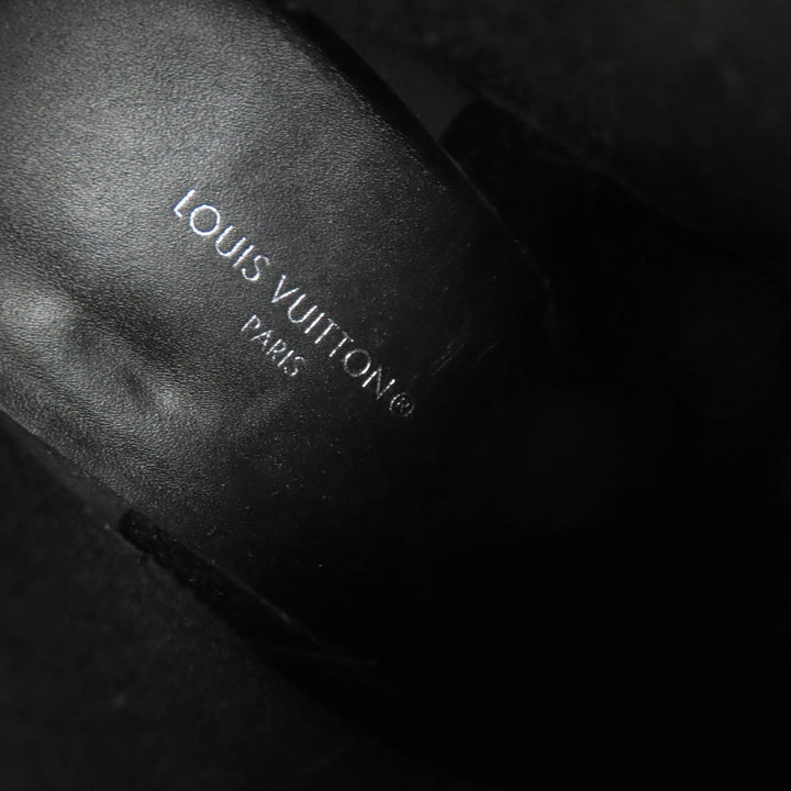 美品☆LOUIS VUITTON ルイヴィトン ボブール・ライン モノグラム レザー ショートブーツ ブラック 35 箱・保袋付 イタリア製 レディース
