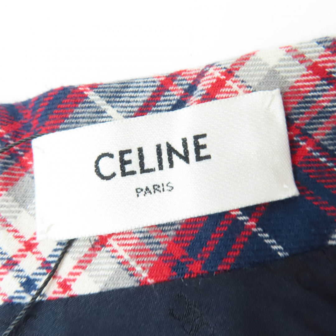 未使用品☆CELINE セリーヌ 2B543188O フランネルチェック クロップド丈 ノースリーブ トップス マルチ 34 イタリア製 正規品 レディース