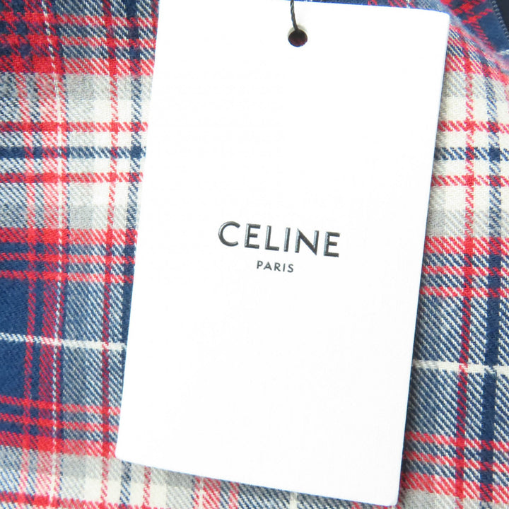 未使用品☆CELINE セリーヌ 2B543188O フランネルチェック クロップド丈 ノースリーブ トップス マルチ 34 イタリア製 正規品 レディース