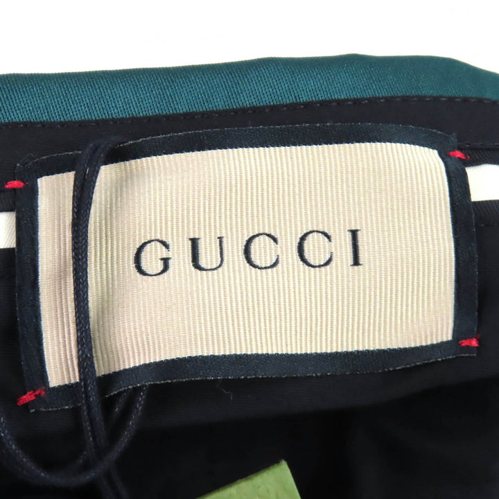 未使用品△GUCCI グッチ 649614 シルク混 センタープレス スラックス パンツ 裾未処理 グリーン 48 ハンガー付き イタリア製 正規品 メンズ