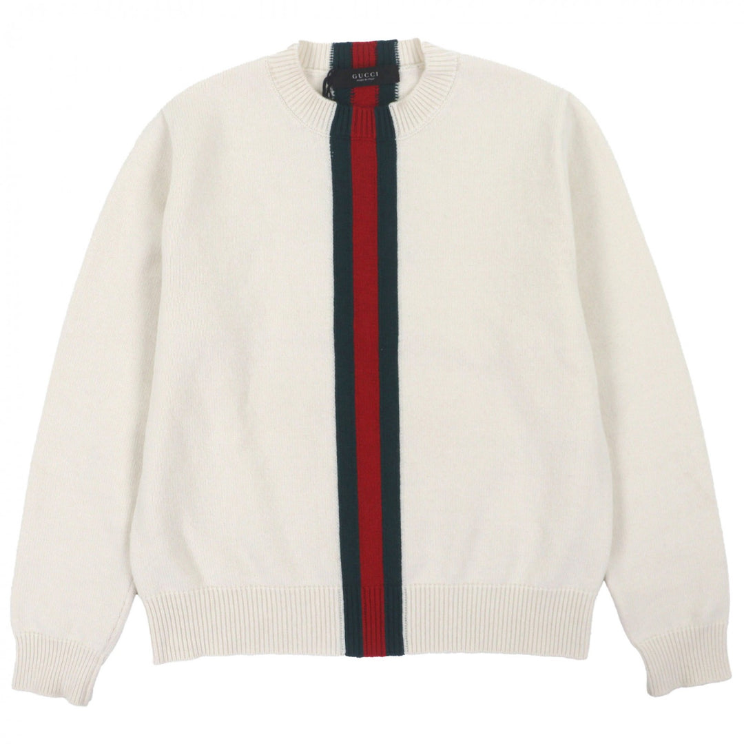 極美品▼GUCCI グッチ 26SS 864572 シェリーライン ウール100% ウェブインタルシア プルオーバー ニットセーター ホワイト S 正規品
