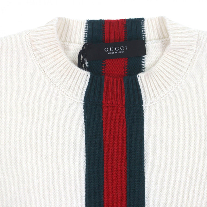 極美品▼GUCCI グッチ 26SS 864572 シェリーライン ウール100% ウェブインタルシア プルオーバー ニットセーター ホワイト S 正規品
