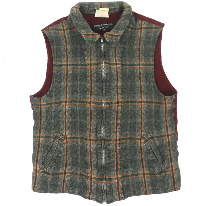 美品▼COMME des GARCONS HOMME PLUS コムデギャルソンオムプリュス 94AW 縮絨期 高橋盾/JONIO着用 チェック柄 ZIP ジレ ベスト M メンズ