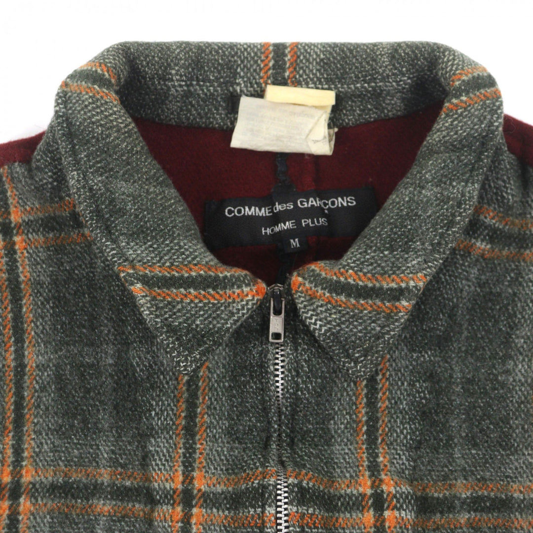 美品▼COMME des GARCONS HOMME PLUS コムデギャルソンオムプリュス 94AW 縮絨期 高橋盾/JONIO着用 チェック柄 ZIP ジレ ベスト M メンズ