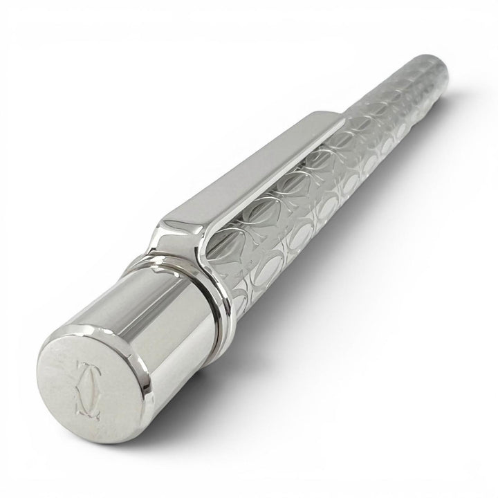 極美品▲Cartier カルティエ Cドゥ カルティエ ダブルC ツイスト式 ボールペン シルバー フランス製 メンズ 保存袋付き
