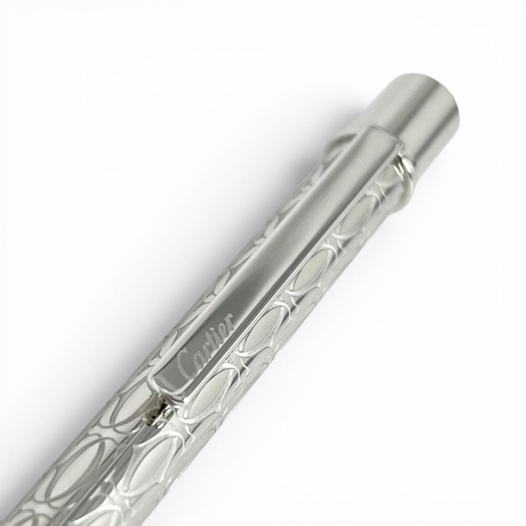 極美品▲Cartier カルティエ Cドゥ カルティエ ダブルC ツイスト式 ボールペン シルバー フランス製 メンズ 保存袋付き