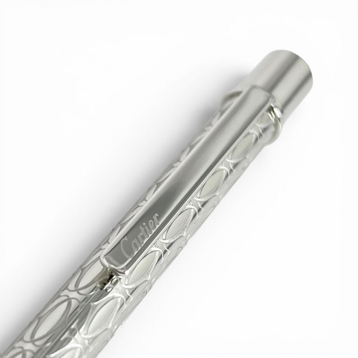 極美品▲Cartier カルティエ Cドゥ カルティエ ダブルC ツイスト式 ボールペン シルバー フランス製 メンズ 保存袋付き