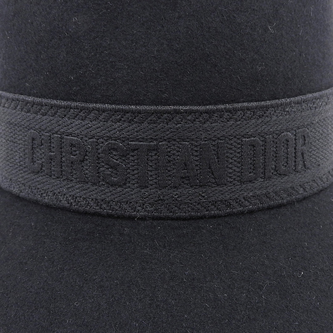 極美品▲Christian Dior クリスチャンディオール 15TCH923G893 ロゴ ラビットフェルト バケットハット 黒 56 伊製 正規品 レディース