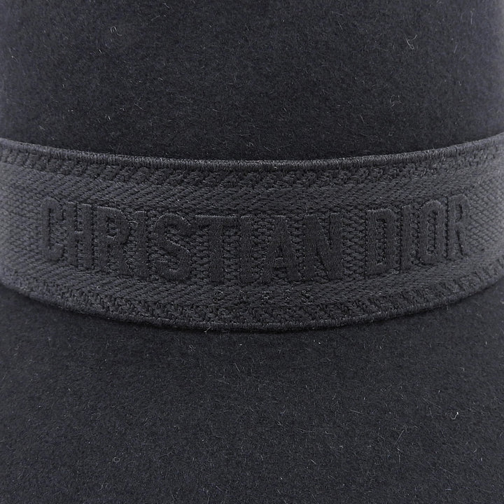 極美品▲Christian Dior クリスチャンディオール 15TCH923G893 ロゴ ラビットフェルト バケットハット 黒 56 伊製 正規品 レディース