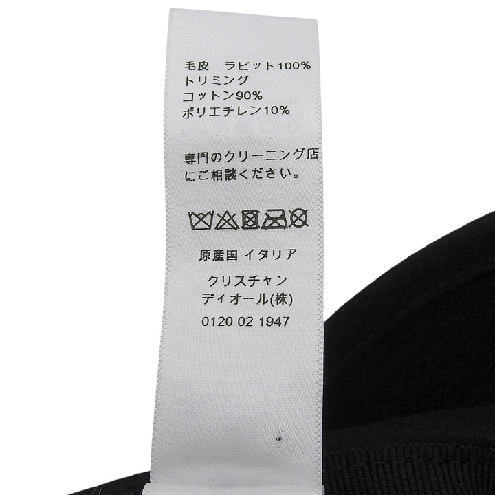 極美品▲Christian Dior クリスチャンディオール 15TCH923G893 ロゴ ラビットフェルト バケットハット 黒 56 伊製 正規品 レディース