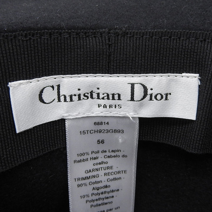極美品▲Christian Dior クリスチャンディオール 15TCH923G893 ロゴ ラビットフェルト バケットハット 黒 56 伊製 正規品 レディース