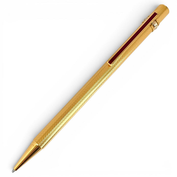極美品▲Cartier カルティエ マスト ドゥ カルティエ トリニティ ツイスト式 ボールペン ゴールド ボルドー メンズ 箱付き