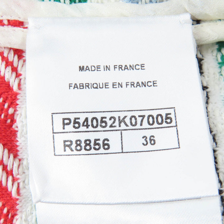 美品☆CHANEL シャネル P54052K07005 コットン ノースリーブ ニット トップス ホワイト マルチカラー 36 フランス製 正規品 レディース